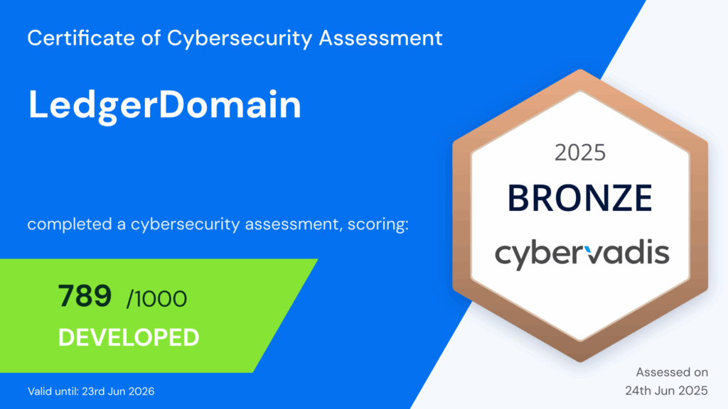 LedgerDomain Earns Bronze Medal in CyberVadis Cybersecurity Assessment