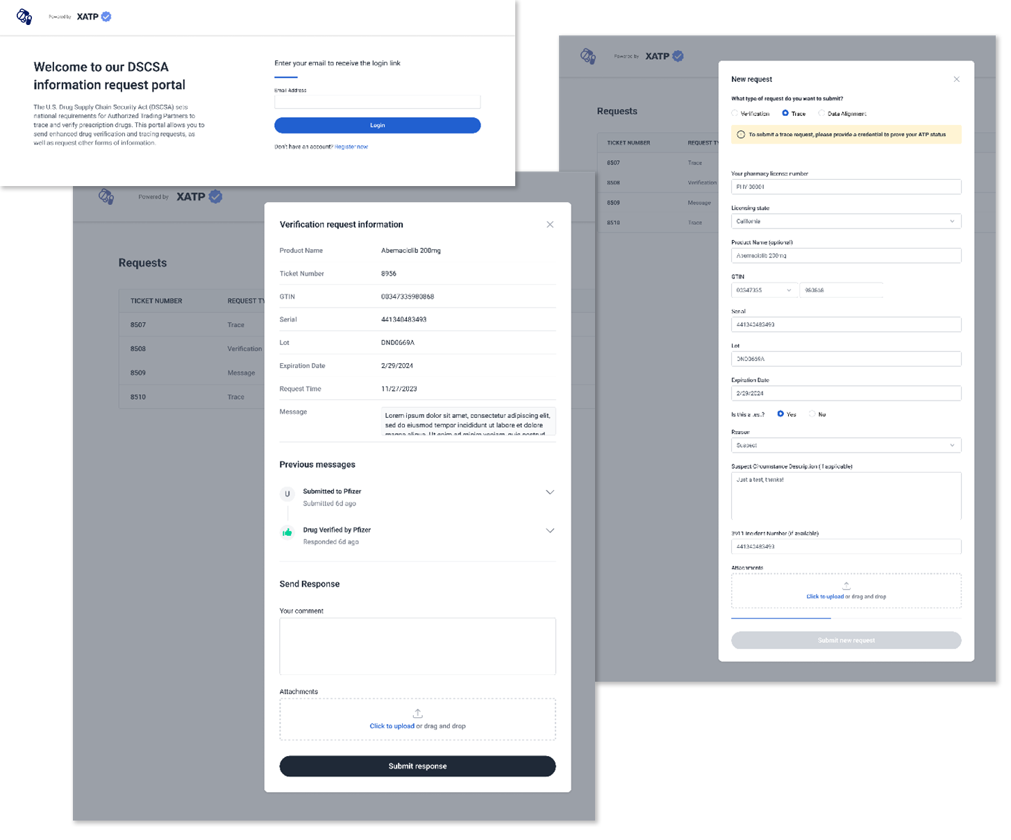 XATP Magic Portal request and response workflows for DSCSA trading partners